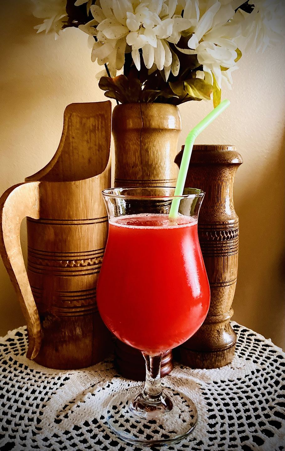 Vibrant red tropical drinks